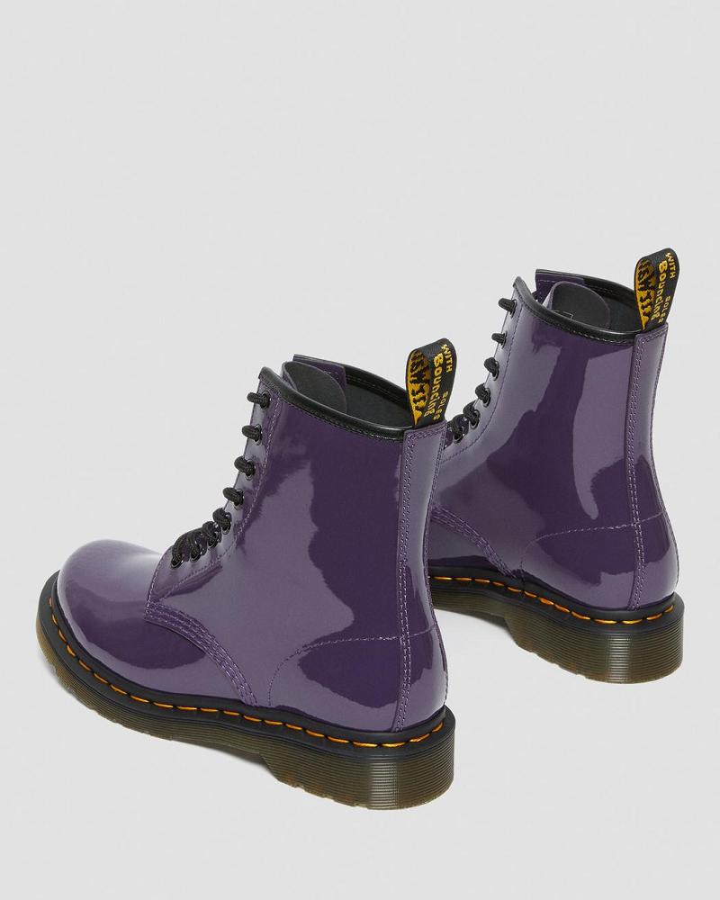 Purple Women's Dr Martens 1460 Patent Leather Lace Up Boots | CA 196NWY